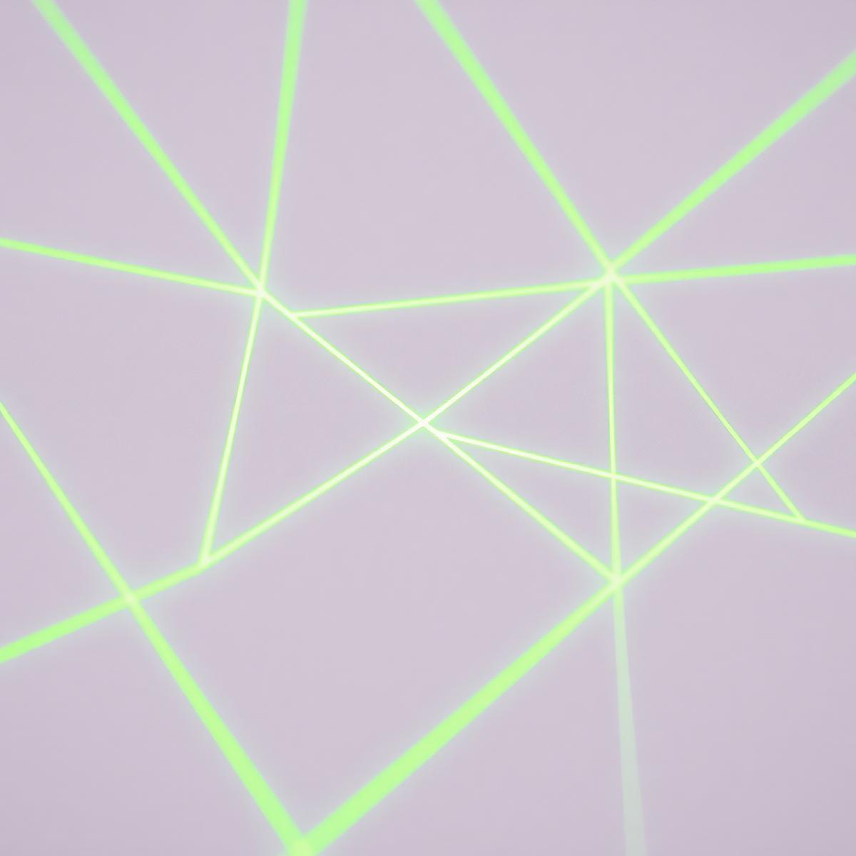 Geometric pattern traced by glowing lime vector lines